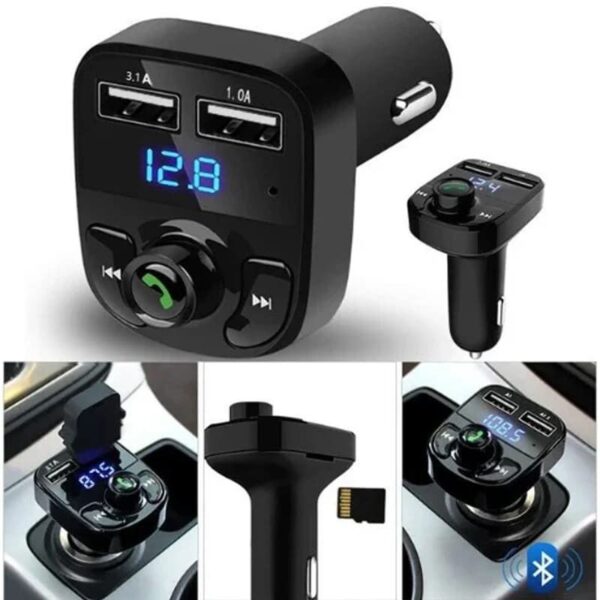 Transmisor Bluetooth X8 Receptor MP3 con Radio FM y Cargador USB para Auto - Image 3