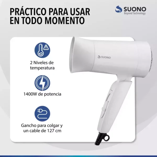 Secador De Pelo Suono Plegable 1400w - Image 2