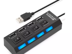 HUB USB 4 Puertos 2.0 Multipilicador Switch Luz Adaptador
