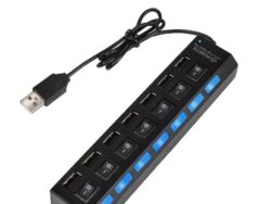 HUB USB 7 Puertos 2.0 Multipilicador Switch Luz Adaptador