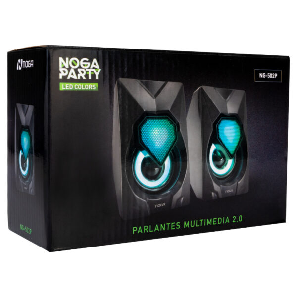 Parlante NOGA PC Multimedia 2.0 LEDS NG-502P - Image 3