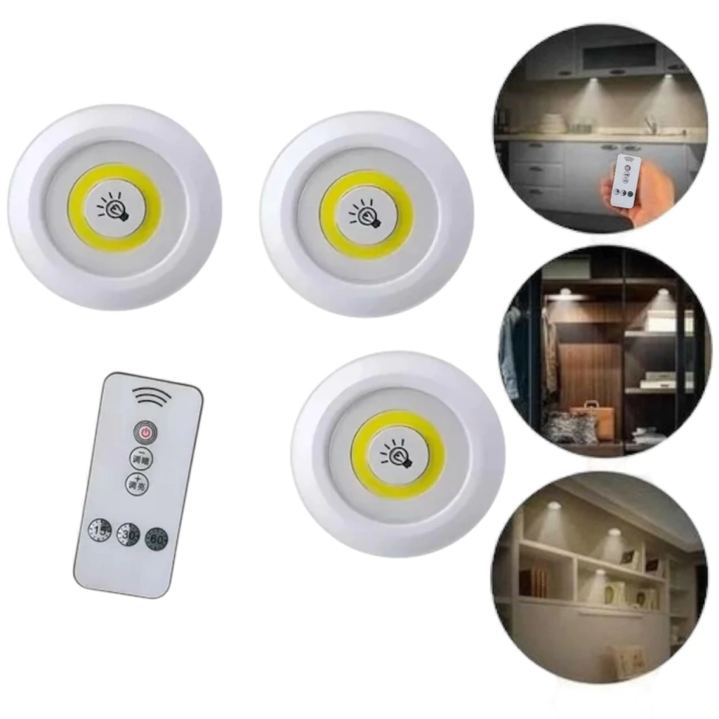Set 3 Foco Luz Led 3W con control Remoto LD-3 EA-492 G2307/ALP-1025