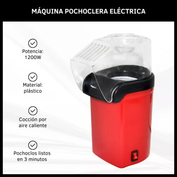 Pochoclera Eléctrica Cocción Por Aire Caliente 1200W Roja Oryx OR-0090 - Image 3