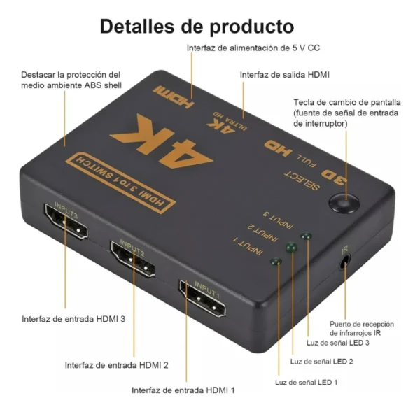 Switch Hdmi 4k Ultra Hd 3 A 1 - Image 2