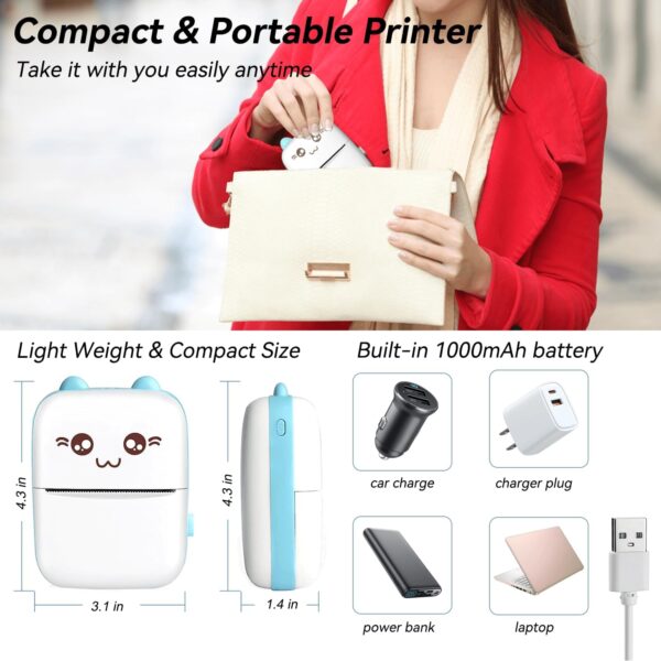 Mini impresora térmica de bolsillo Bluetooth Gatito - Image 2