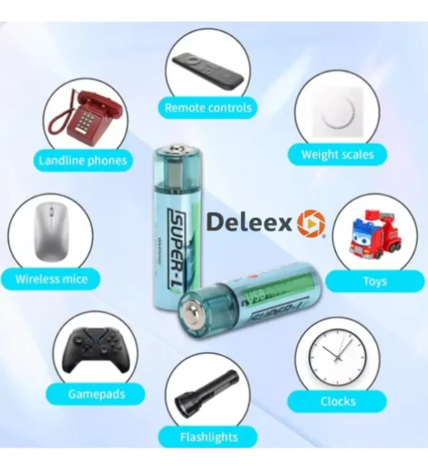 Pila Deleex Aa 1.5v Usb Cilíndrica Recargble - Image 2