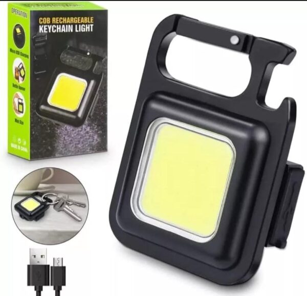 Llavero recargable con luz COB de Metal negro