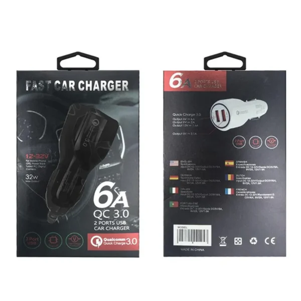 Cargador Para Auto Doble Puerto Usb Y Tipo C Car Charger 32w CC-6A