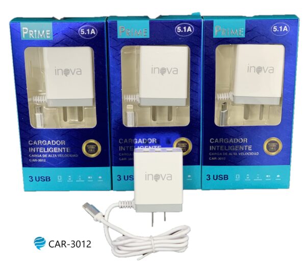 Cargador Inova V8 3 USB CAR-3012A
