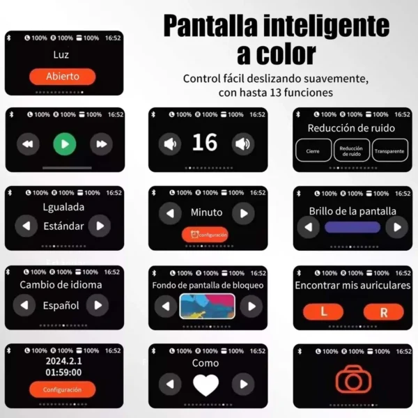 Auricular Bluetooth A9 PRO Inalámbrico Recargable Táctil - Image 3