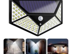 Reflector Lampara Solar Led Fria Sensor Aplique Pared Bk-100