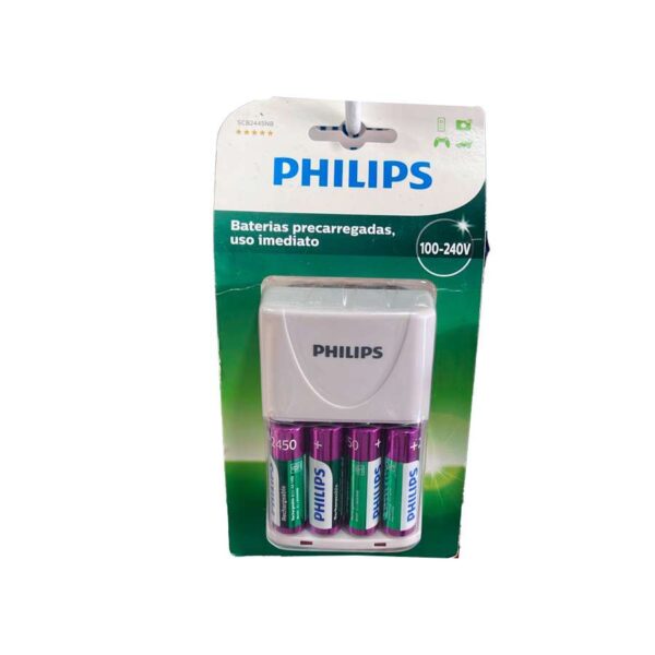 Cargador de pila Philips SCB2445NB 110V/240V Con 4 Pilas Philips AA - Image 2