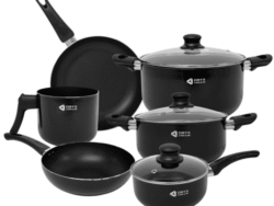 Batería Cocina Juego De Ollas Sartén Antiadherente X9 Piezas Negro OR-118 Oryx
