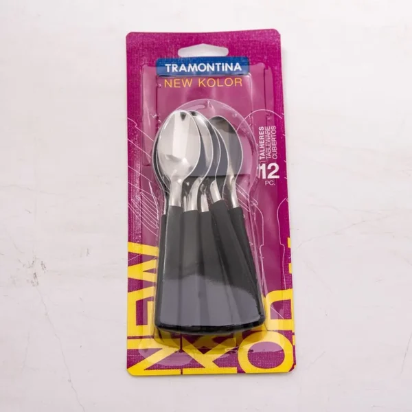 Cuchara Para Te New Kolor Negra Tramontina 12u.