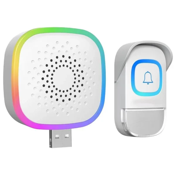 Timbre Puerta Inalambrico Receptor USB Alcance 400mts Luz RGB RL5990 - Image 2