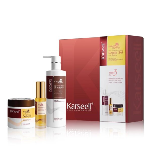 Set De Tratamiento Capilar Karseell Collagen Deep Repair Para Cabello Dañado X3 Piezas