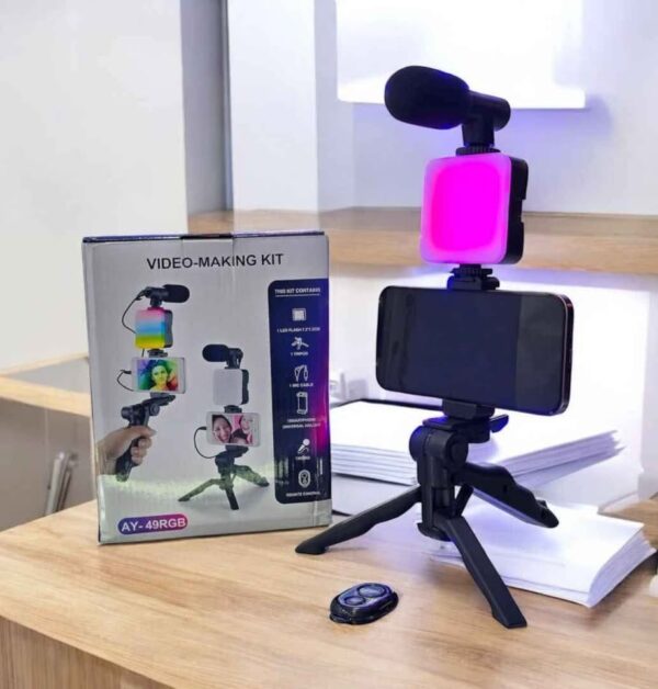 Trípode Luz Led Micrófono Ay-49RGB Video Making Kit - Image 3
