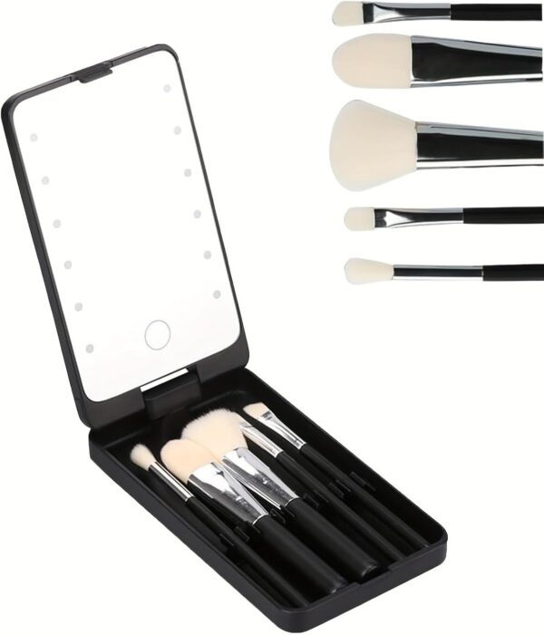 Cosmetic Mirror Espejo Led Portatil 360° Con 5 Cepillos - Image 4