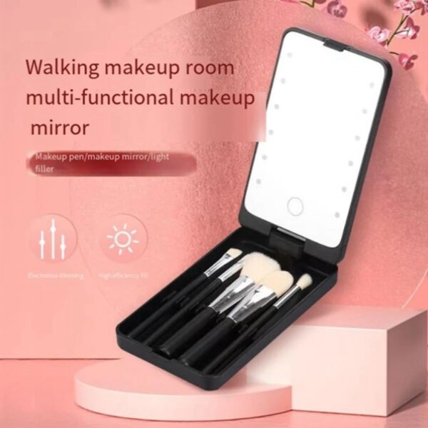Cosmetic Mirror Espejo Led Portatil 360° Con 5 Cepillos - Image 5