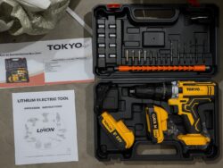 Kit de taladro eléctrico inalámbrico con accesorios y 2 baterías Tokyo Style