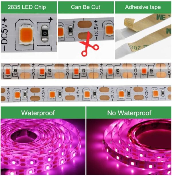 Tira Led Para Cultivo USB Phytolamps LED 5V 2835 3mt - Image 2