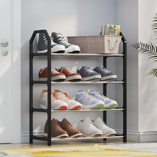 Organizador Zapatos Calzado Botinero 4 Estantes Desarmable Color Negro