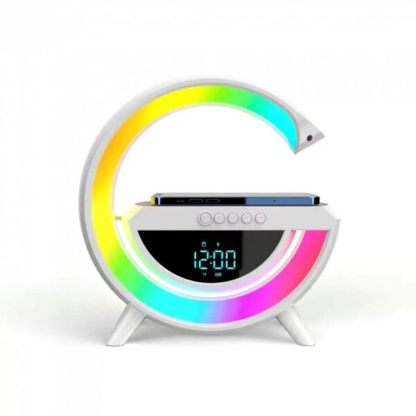 Parlante Bluetooth G Rgb Velador Led Cargador Inalámbrico Reloj 6en1 BT-3401