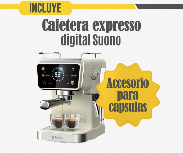 Cafetera Expresso Digital Capsulas 1,5 L 1350 W Color Crema Suono - Image 4