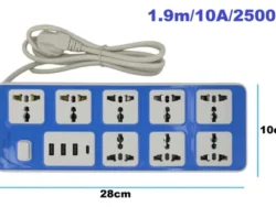 Zapatilla Eléctrica 8tomas Multinorma +3usb +1tc Pata Argen