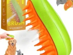 Cepillo A Vapor Masajeador Spray Para Perros Y Gatos Caja Naranja
