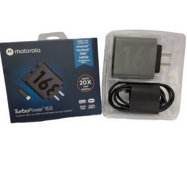 Cargador Motorola 168w Duo Turbo Power Entrada C Y USB