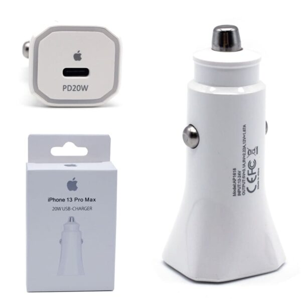 Adaptador Cargado Auto a Tipo C Simil Iphone 13 Pro Max 20w