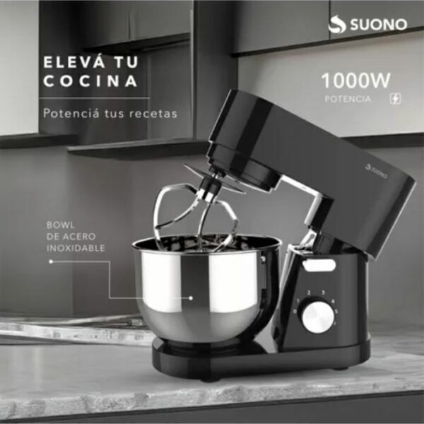 Batidora Planetaria Suono Amasadora 4.5 L 3 En 1 1000w Garantía 12 Meses Suono! - Image 4