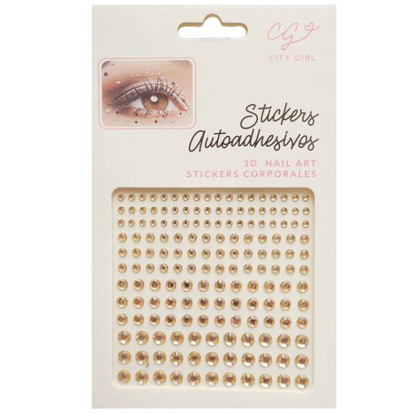 Gemas Piedras Adhesivas Rostro Dorado Varios Tamaños pack x12 planchas