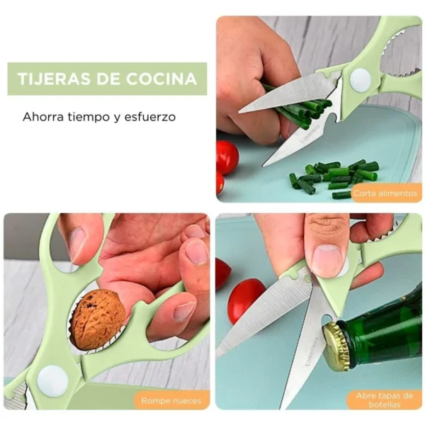 Set Tabla de Picar + Cuchillo + Pelador + Tijera para Cocina Verde C51 - Image 2