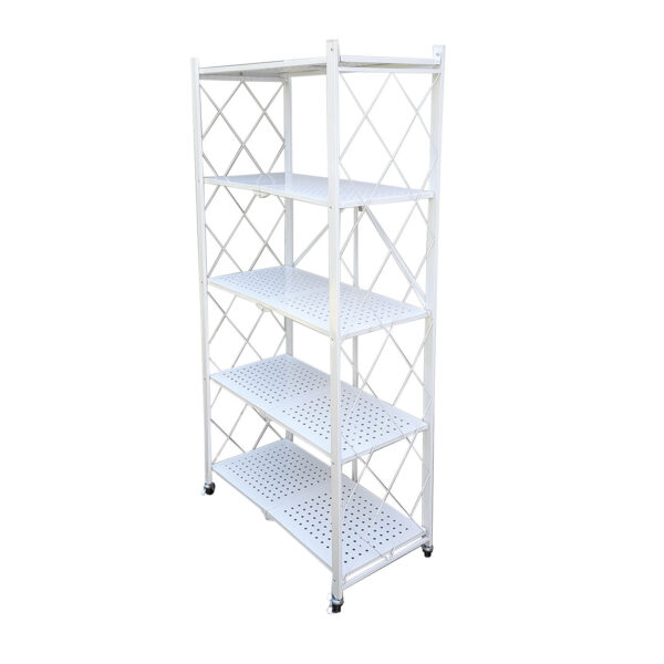 Estante Plegable 5 Pisos Blanco y Negro 158x71x34cm - Image 2