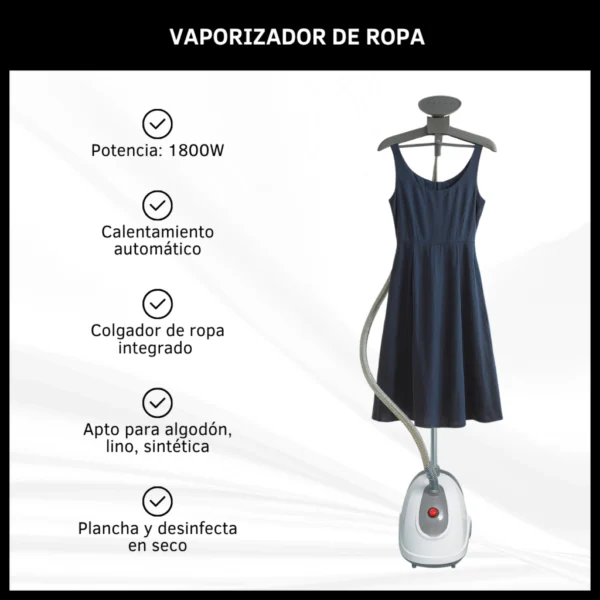 Vaporizador De Ropa Vertical Con Percha 1800w Tanque 1.7 Lts - Image 8