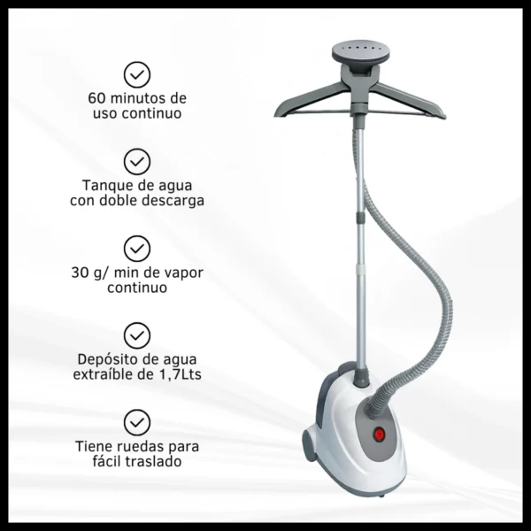 Vaporizador De Ropa Vertical Con Percha 1800w Tanque 1.7 Lts - Image 7