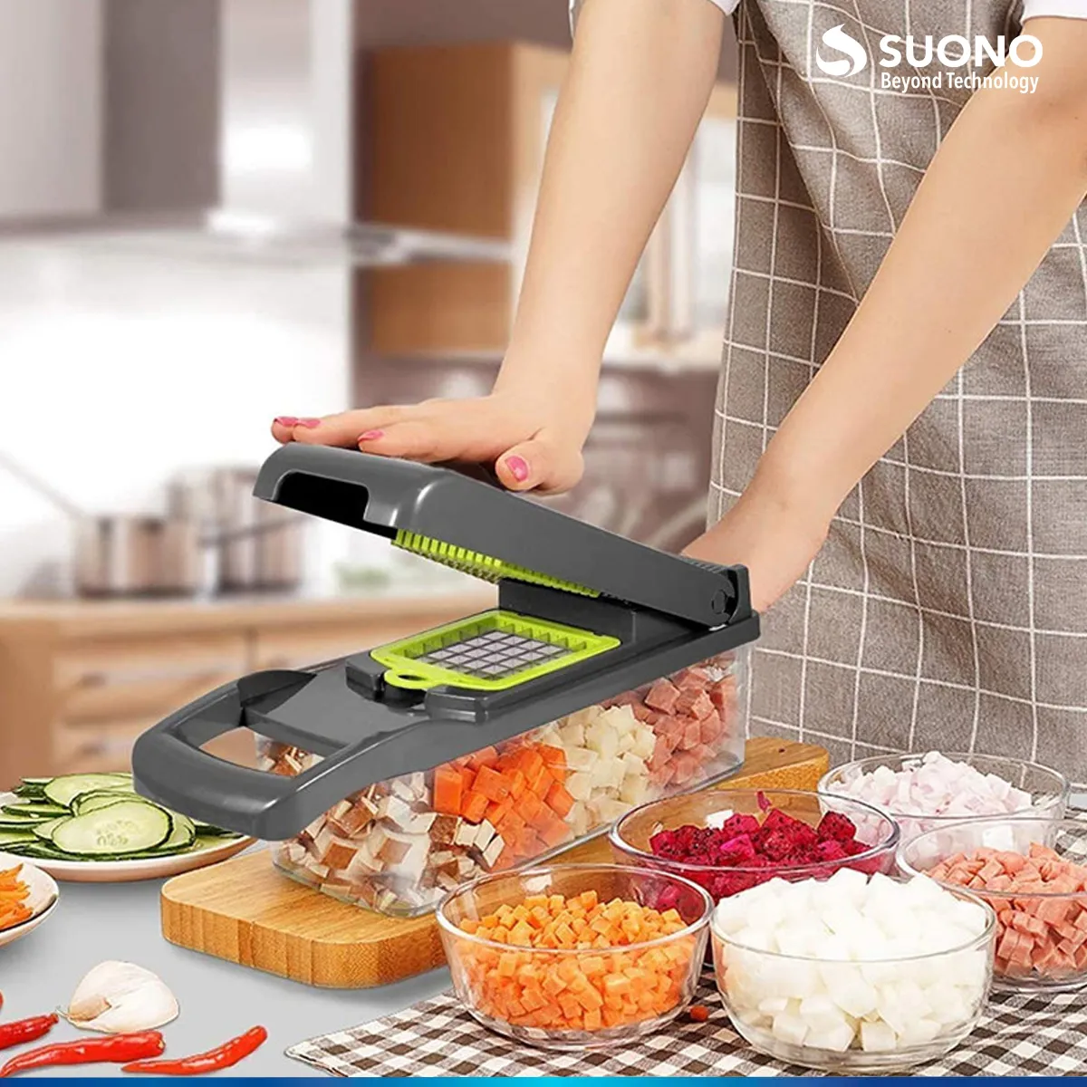 Picador Rayador De Frutas Y Verduras Mandolina Multifunción Suono - Image 3