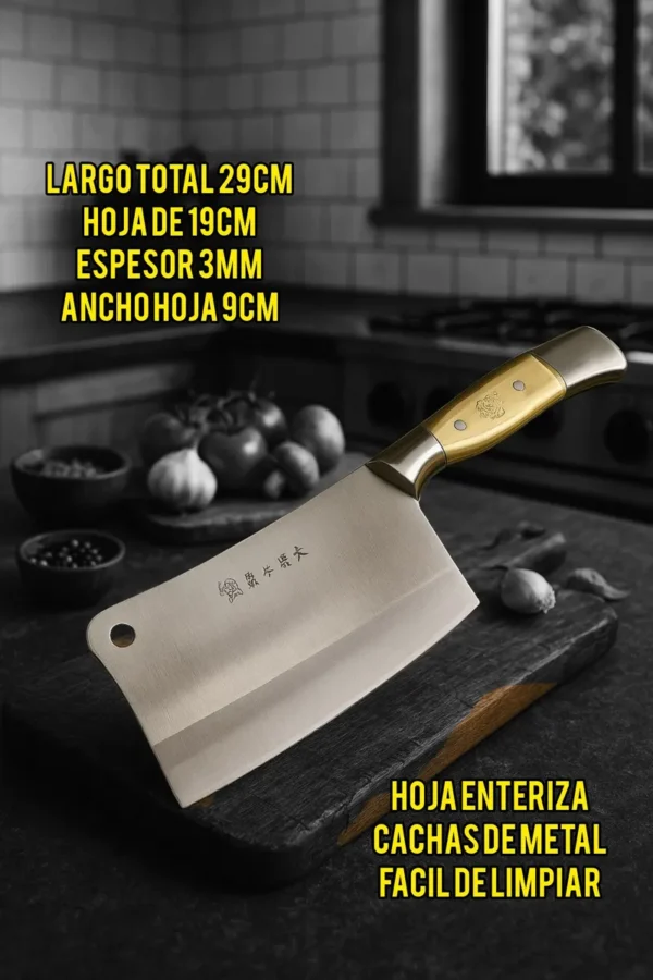 Hachuela Cocina Hacha Chef Enteriza Trozar Plateada 29cmcb604 - Image 2