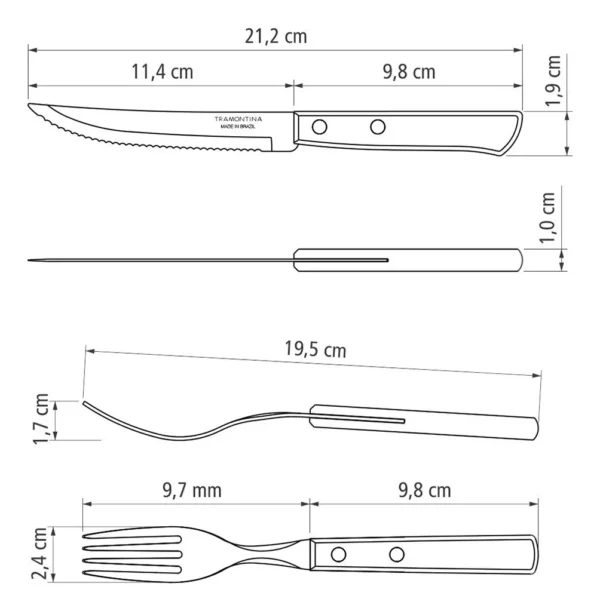 Set de Cubiertos Tramontina para Asado Acero Inox 12 piezas - Image 4