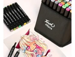 Set 48 Marcadores Doble Punta Con Estuche Plumones Artístico