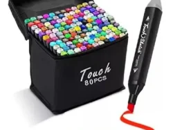 Set 80 Marcadores Doble Punta Con Estuche Plumones Artístico