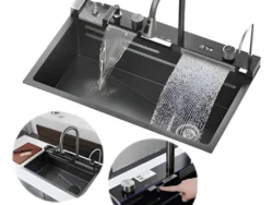 Bacha Inteligente Multifunción Cascada Lluvia Acero 75x45cm