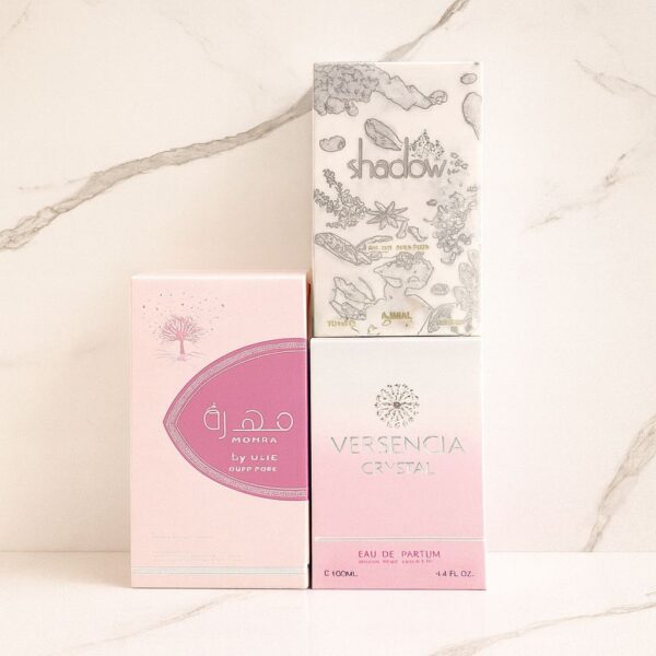 Combo de Perfumes Femeninos – Shadow, Mohra & Versencia Crystal (3x100ml)