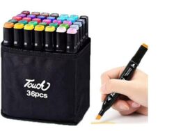 Set 36 Marcadores Doble Punta Con Estuche Plumones Artístico