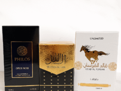 Combo Perfume 3 Qaed Al Fursan Unlimitad, Philos Opus Noir y Sultan Al Lail