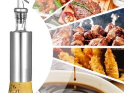 Botella dispensadora de aceite de vidrio y acero inoxidable de 300 ml