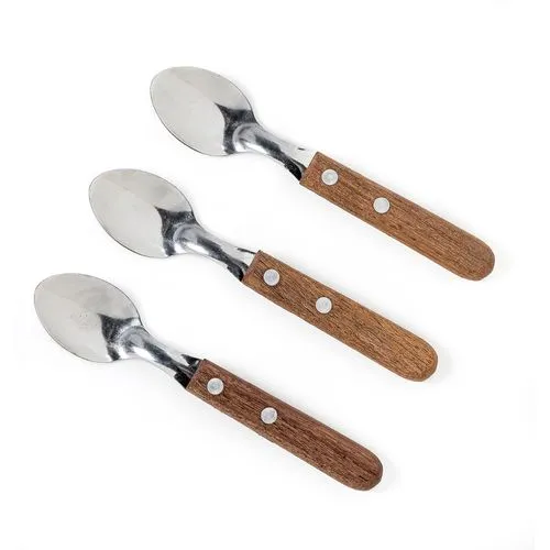 Cucharas Mango Madera Acero Inoxidable Set X3 Cubiertos - Image 2