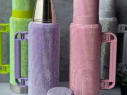 Set Termo 1200ml + Mate 260ml Acero Inox Diamante BRILLANTE Strass